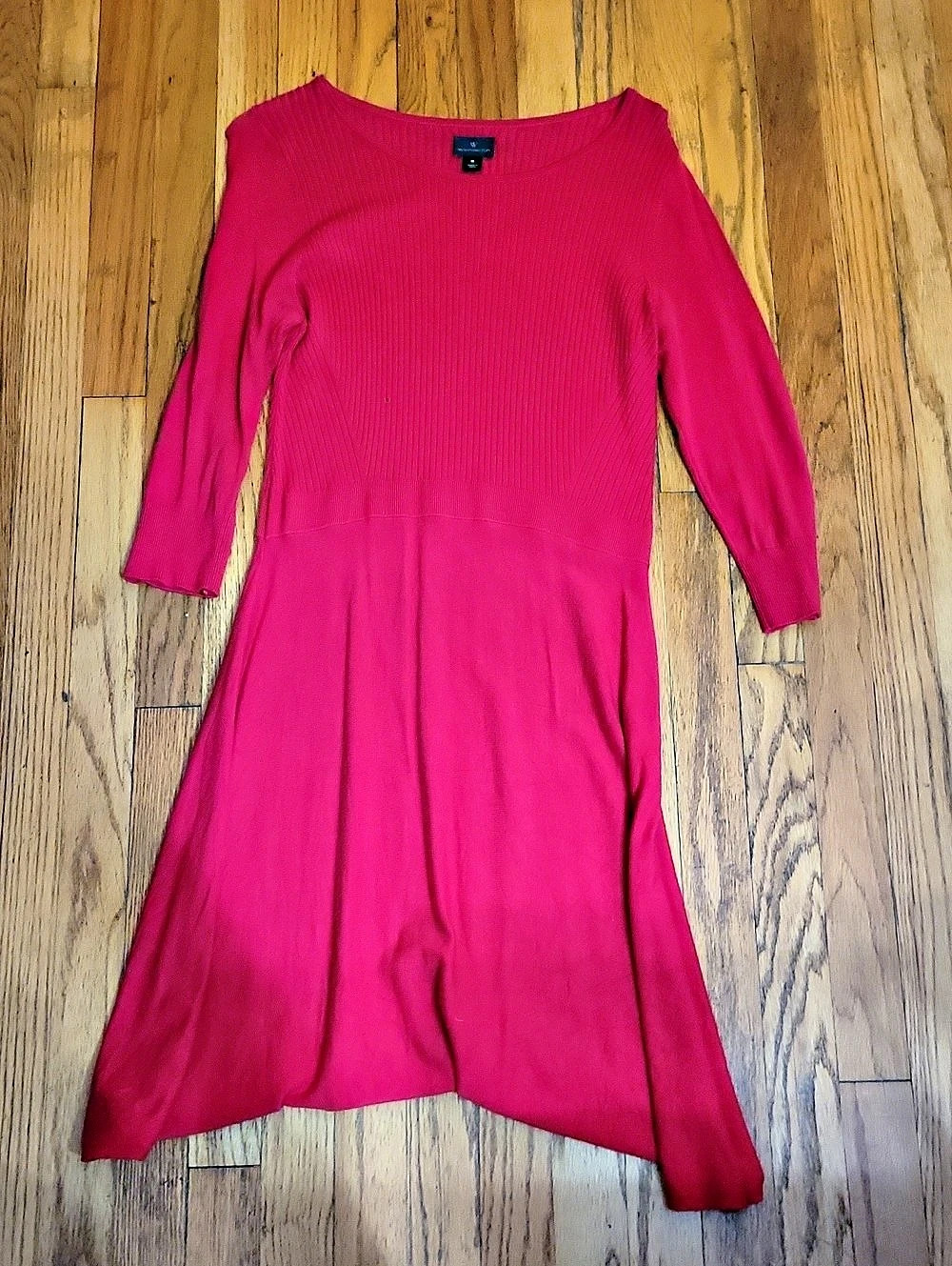 Worthington Ribbed Midi Dress in Red Size Medium Like New